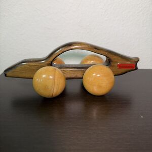 Vintage Ferrari Two-Tone Wooden Back Massager Roller Car Vehicle 10x4x3.5"